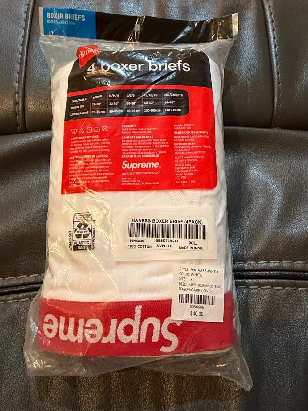 SUPREME/HANES BOXER BRIEFS (4 PACK) - XL / XG